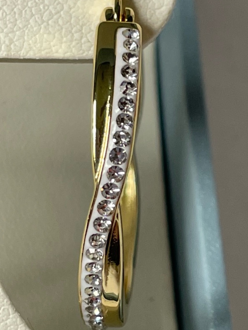 NIB Sofia James New York Gold Hoop Earrings with Crystal Accents. - Picture 3 of 3